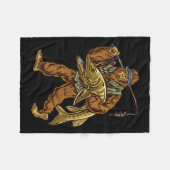 ムスキー魚釣りビッグフット狩りフィッシャーズ フリースブランケット (正面(横))