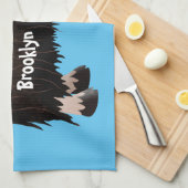 ムスクおもしろい牛漫画イラストレーション キッチンタオル (四つ折り)