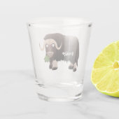 ムスクおもしろい牛漫画イラストレーション ショットグラス (裏面)