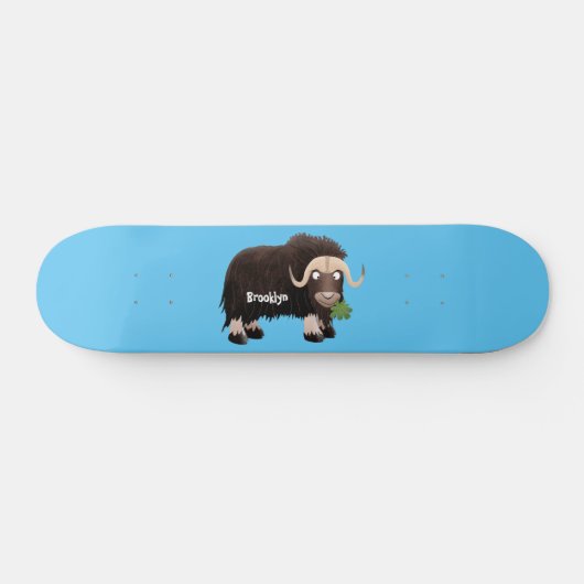 ムスクおもしろい牛漫画イラストレーション スケートボード (横)