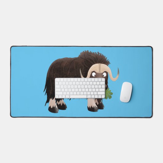 ムスクおもしろい牛漫画イラストレーション デスクマット (キーボード&マウス)