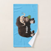 ムスクおもしろい牛漫画イラストレーション バスタオルセット (ハンドタオル)