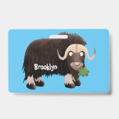 ムスクおもしろい牛漫画イラストレーション バッジ (裏面)