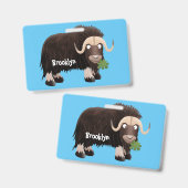 ムスクおもしろい牛漫画イラストレーション バッジ (正面＆裏面)