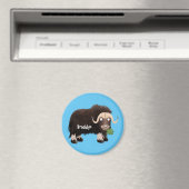 ムスクおもしろい牛漫画イラストレーション マグネット (インサイチュ (食洗機))