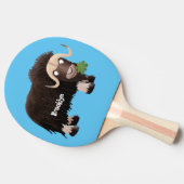 ムスクおもしろい牛漫画イラストレーション 卓球ラケット (横)