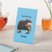 ムスクおもしろい牛漫画イラストレーション 台座サイン (インサイチュ)