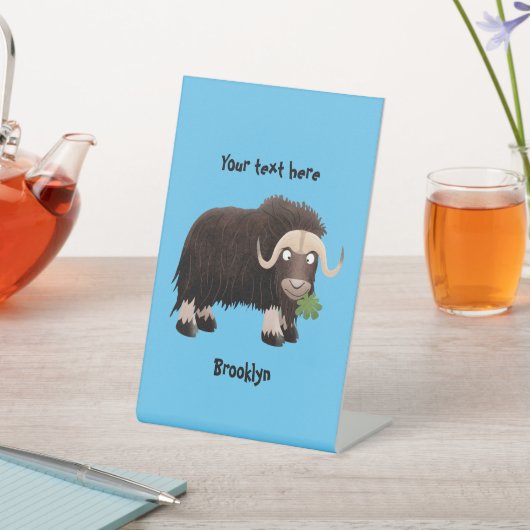 ムスクおもしろい牛漫画イラストレーション 台座サイン (インサイチュ)