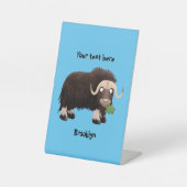 ムスクおもしろい牛漫画イラストレーション 台座サイン (正面)