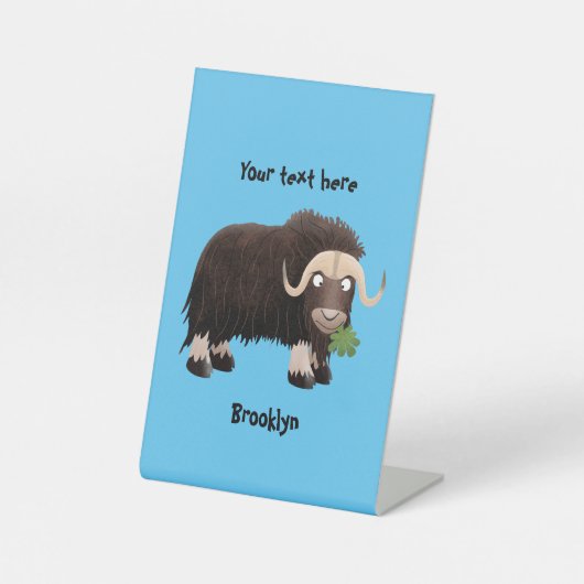 ムスクおもしろい牛漫画イラストレーション 台座サイン (正面)