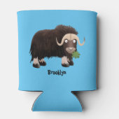 ムスクおもしろい牛漫画イラストレーション 缶クーラー (裏面)