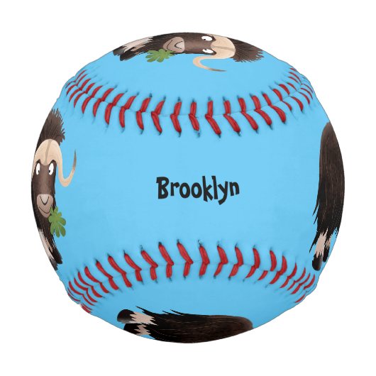 ムスクおもしろい牛漫画イラストレーション 野球ボール (裏面)