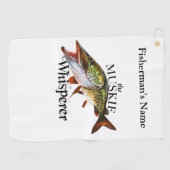 ムスクパーソナライズされたーキーウィスパーラー光魚釣りタオル ゴルフタオル (横)