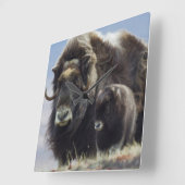 ムスク牛（ふくらはぎ） スクエア壁時計 (傾斜)