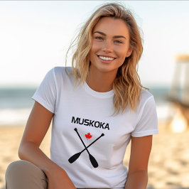 ムスコカカナダパドルオーアーズメープルリーフを交差 Tシャツ