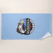 ムスコカクールカダ魚釣りアウトドアクレスト ビーチタオル (正面)