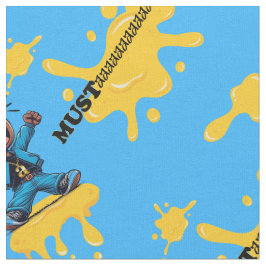 ムスタアードブルーコットン生地の横 ファブリック