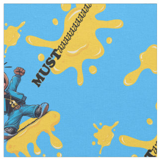 ムスタアードブルーコットン生地の横 ファブリック