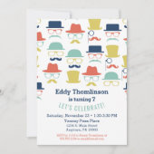 ムスタチハット誕生日招待状お尻メンズボーイズ 招待状 (正面)