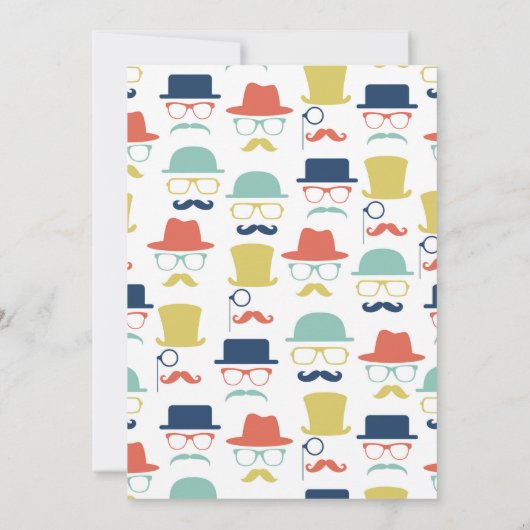 ムスタチハット誕生日招待状お尻メンズボーイズ 招待状 (裏面)