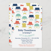 ムスタチハット誕生日招待状お尻メンズボーイズ 招待状 (正面/裏面)