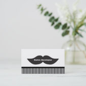 ムスタヒーブラック&ホワイトストライプレトロ名刺 名刺 (スタンド正面)