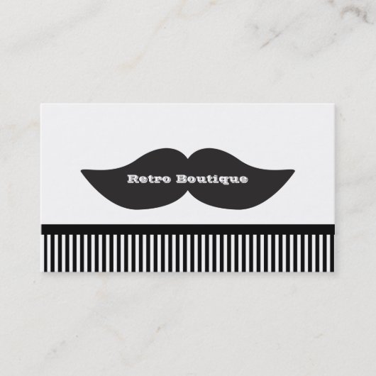 ムスタヒーブラック&ホワイトストライプレトロ名刺 名刺 (正面)