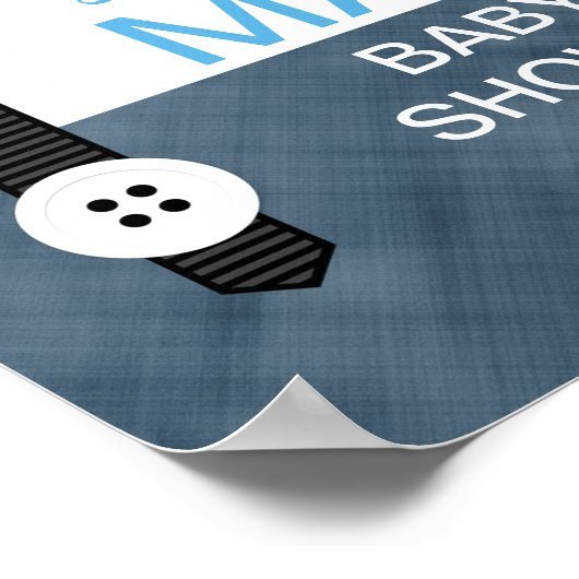 ムスタヒー海軍ブルー男の赤ちゃんシャワー歓迎サイン ポスター (角)