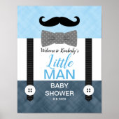 ムスタヒー海軍ブルー男の赤ちゃんシャワー歓迎サイン ポスター (正面)