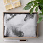 ムスタンエレガントグ馬の白黒のデコパージュ 薄葉紙 (ギフト)