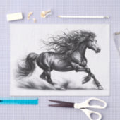 ムスタンエレガントグ馬の白黒のデコパージュ 薄葉紙 (クラフト)