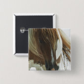 ムスタングの野生の馬の正方形Pin 缶バッジ (正面&裏面)