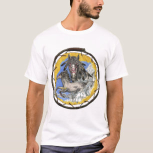 ムスタングの馬のLakotaの愚か者のカラスの引用文のTシャツ Tシャツ