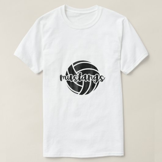 ムスタングスバレーボールチームマスコットスクールスピリットゲーム Tシャツ (デザイン正面)