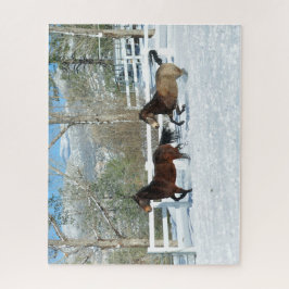 ムスタングスランニングパズルイン雪 ジグソーパズル