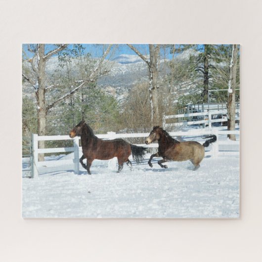 ムスタングスランニングパズルイン雪 ジグソーパズル (横)