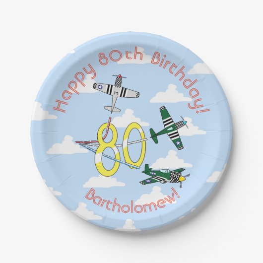 ムスタングス80th誕生日ブルースカイ紙プレート ペーパープレート (正面)