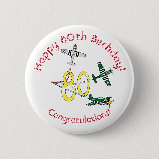 ムスタング80歳の誕生日バッジ 缶バッジ (正面)