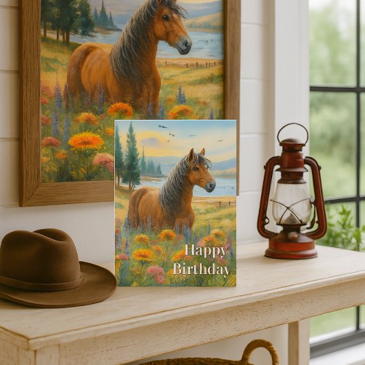 ムスタング 馬の誕生日 馬好きな人のグリーティングカード カード