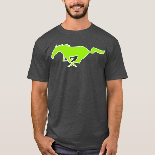 ムスタング 馬 ネオン グリーン 2022 ヴィンテージ Tシャツ (正面)