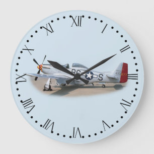 ムスタングP-51Dの航空機のローマのダイヤル ラージ壁時計