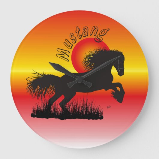 ムスタンフュールプフェルデリーブハバーウール ラージ壁時計 (正面)