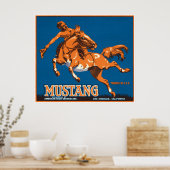 ムスタンホースカウボーイロサンゼルスカリフォルニアUSA ポスター (キッチン)