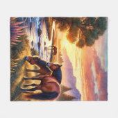 ムスタンホースグラジューズバイストリームアットサンセットホテル フリースブランケット (正面(横))