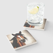 ムスタ威厳のあるング – 自由の精神 ストーンコースター (横)