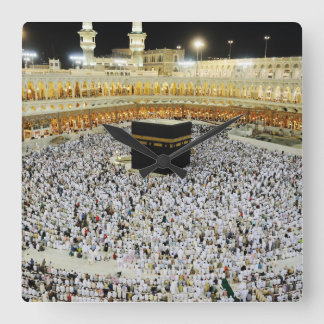 ムスリムがメッカを巡礼するイスラム美術 スクエア壁時計