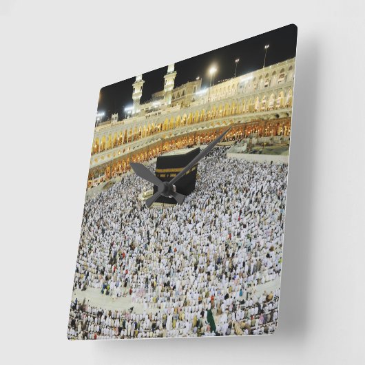 ムスリムがメッカを巡礼するイスラム美術 スクエア壁時計 (傾斜)