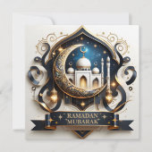 ムスリムのイード・ムバラク　三日月　モスク　ゴールド シーズンカード (正面)