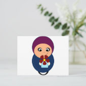 ムスリムの少女パープルヒジャブ・ヒジャビ漫画 ポストカード (スタンド正面)