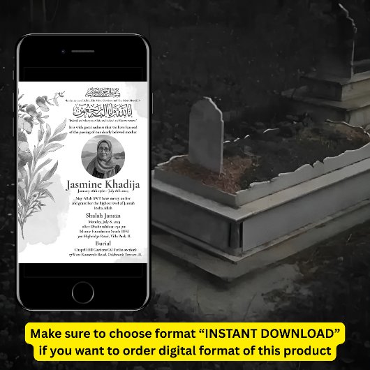 ムスリムの死の発表女性ジャナザ祈りの言葉 招待状